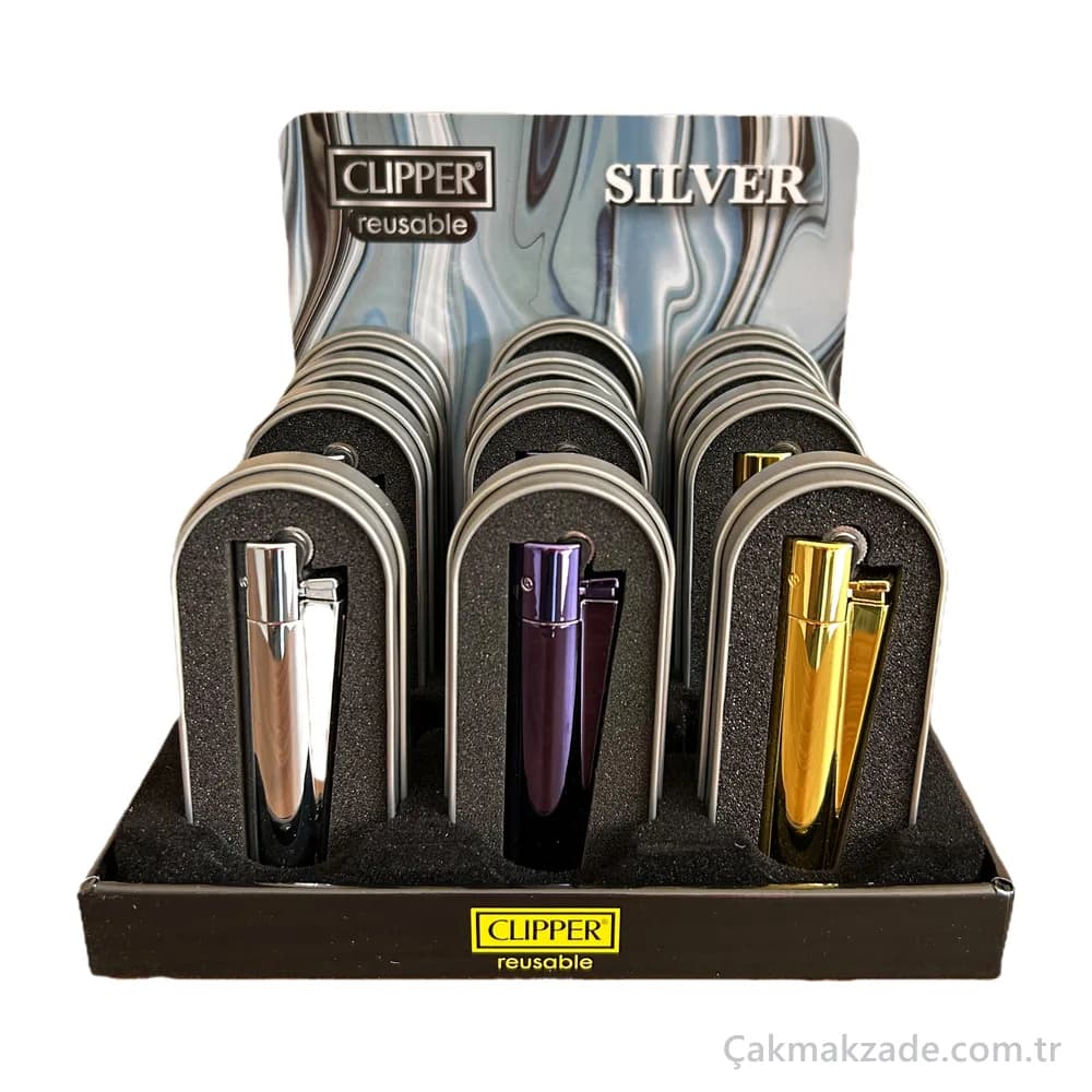Clipper Metal Silver Kutulu Çakmak — toptan çakmak