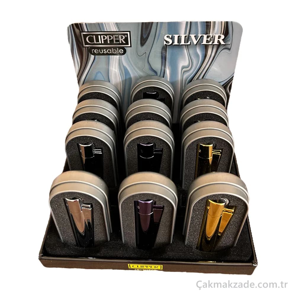 Clipper Metal Silver Kutulu Çakmak — toptan çakmak (görsel 2)