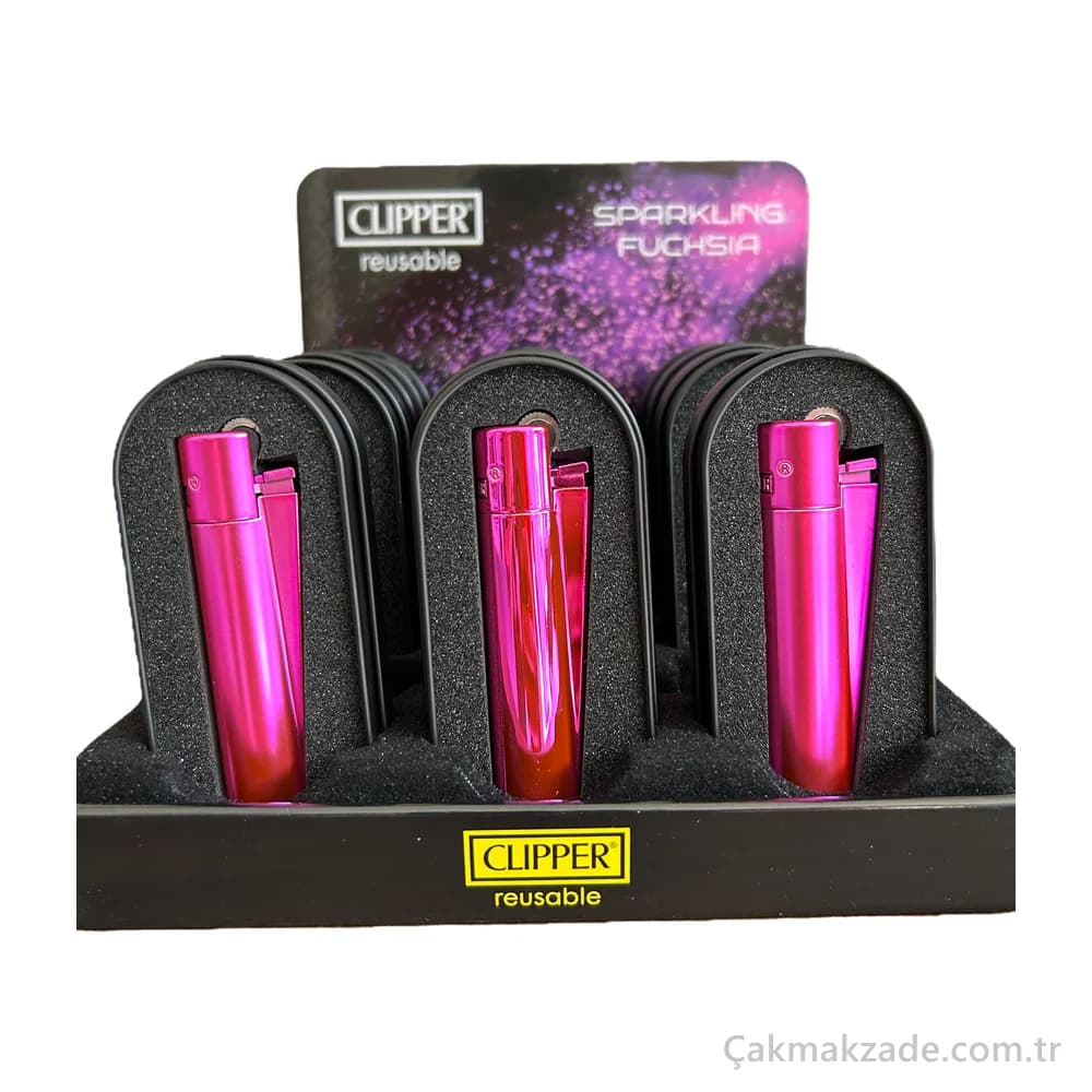 Clipper Metal Sparkling Fuchsia Kutulu Çakmak — toptan çakmak (görsel 2)