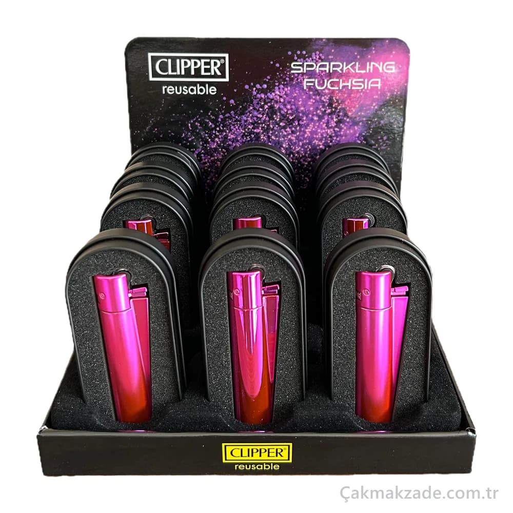 Clipper Metal Sparkling Fuchsia Kutulu Çakmak — toptan çakmak (görsel 3)