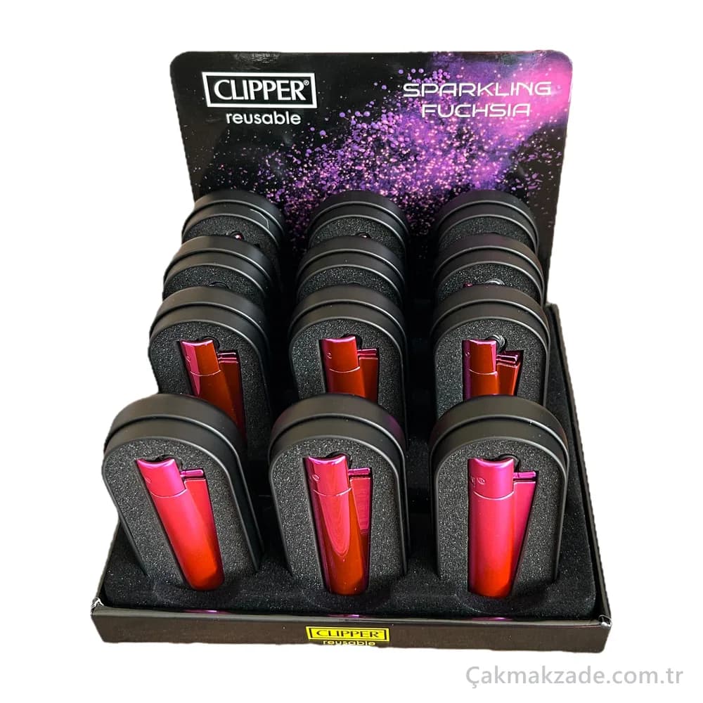 Clipper Metal Sparkling Fuchsia Kutulu Çakmak — toptan çakmak (görsel 4)