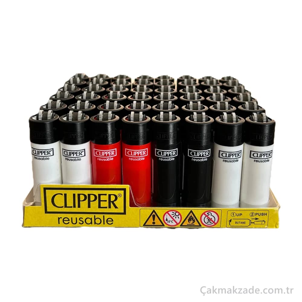 Clipper Siyah Beyaz Kırmızı Çakmak — toptan çakmak
