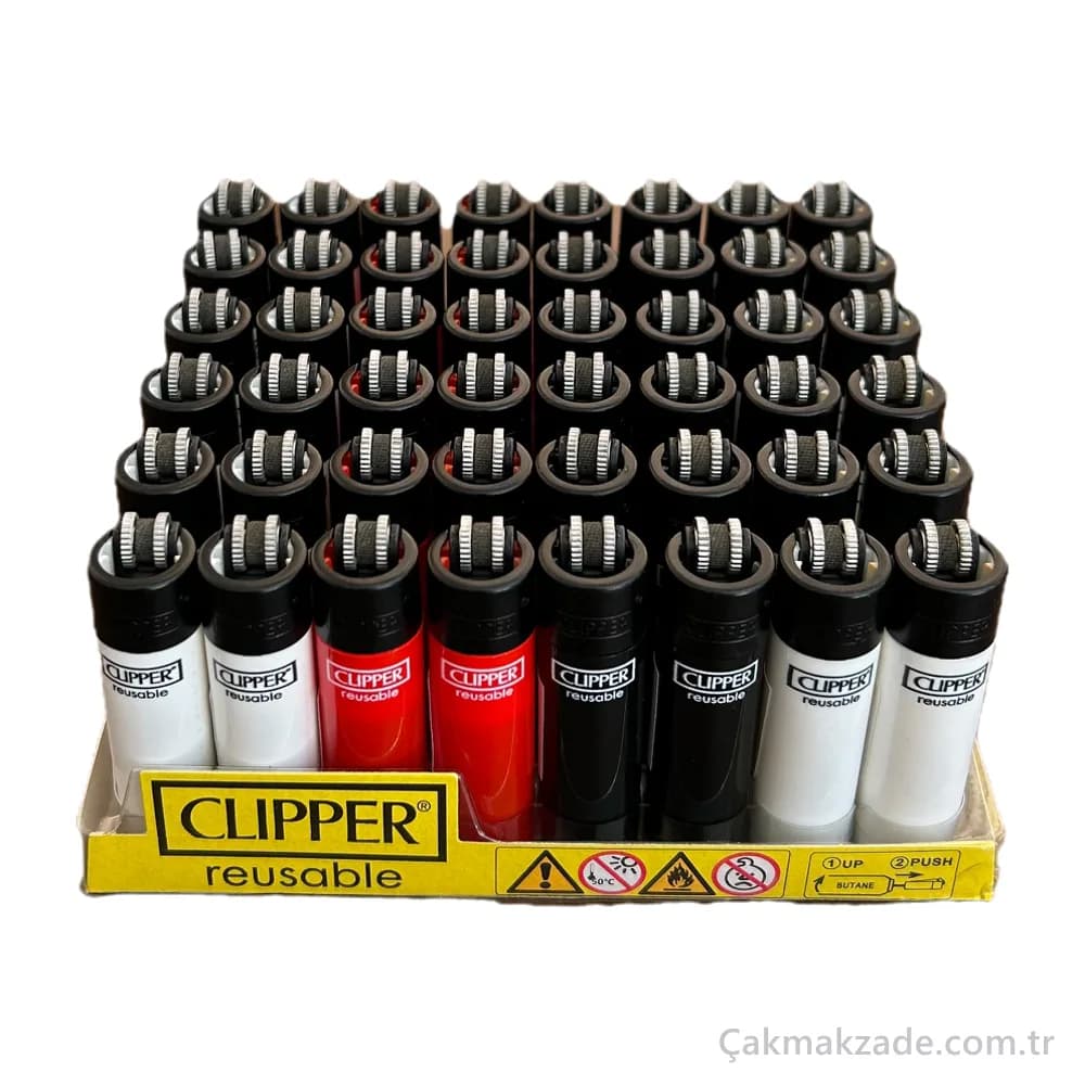 Clipper Siyah Beyaz Kırmızı Çakmak — toptan çakmak (görsel 3)