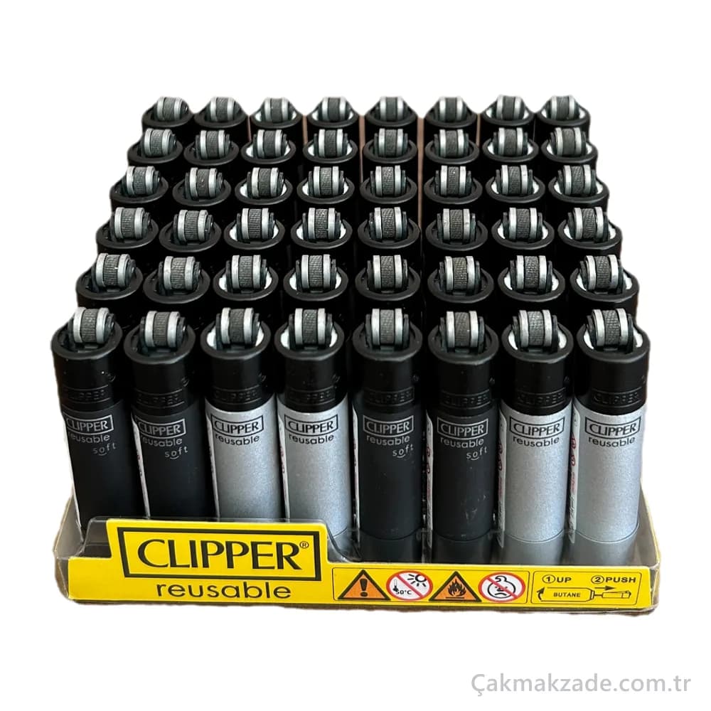 Clipper Micro Siyah ve Gümüş Soft Çakmak — toptan çakmak (görsel 2)