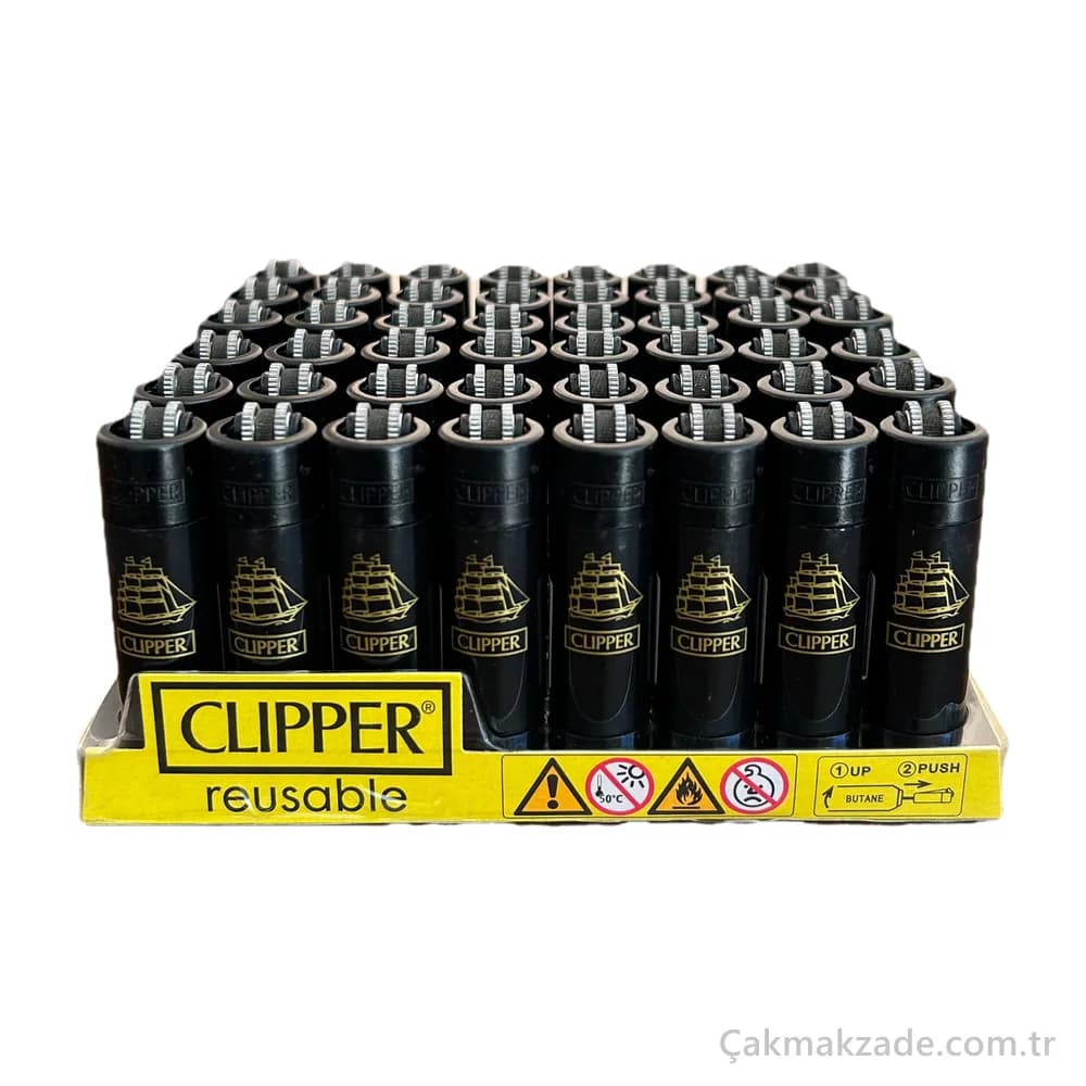 Clipper Siyah Altın Yelkenli Çakmak — toptan çakmak