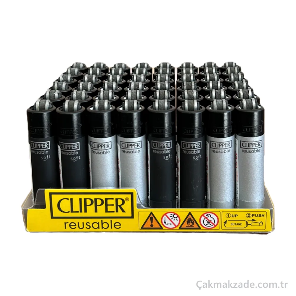 Clipper Micro Siyah ve Gümüş Soft Çakmak — toptan çakmak