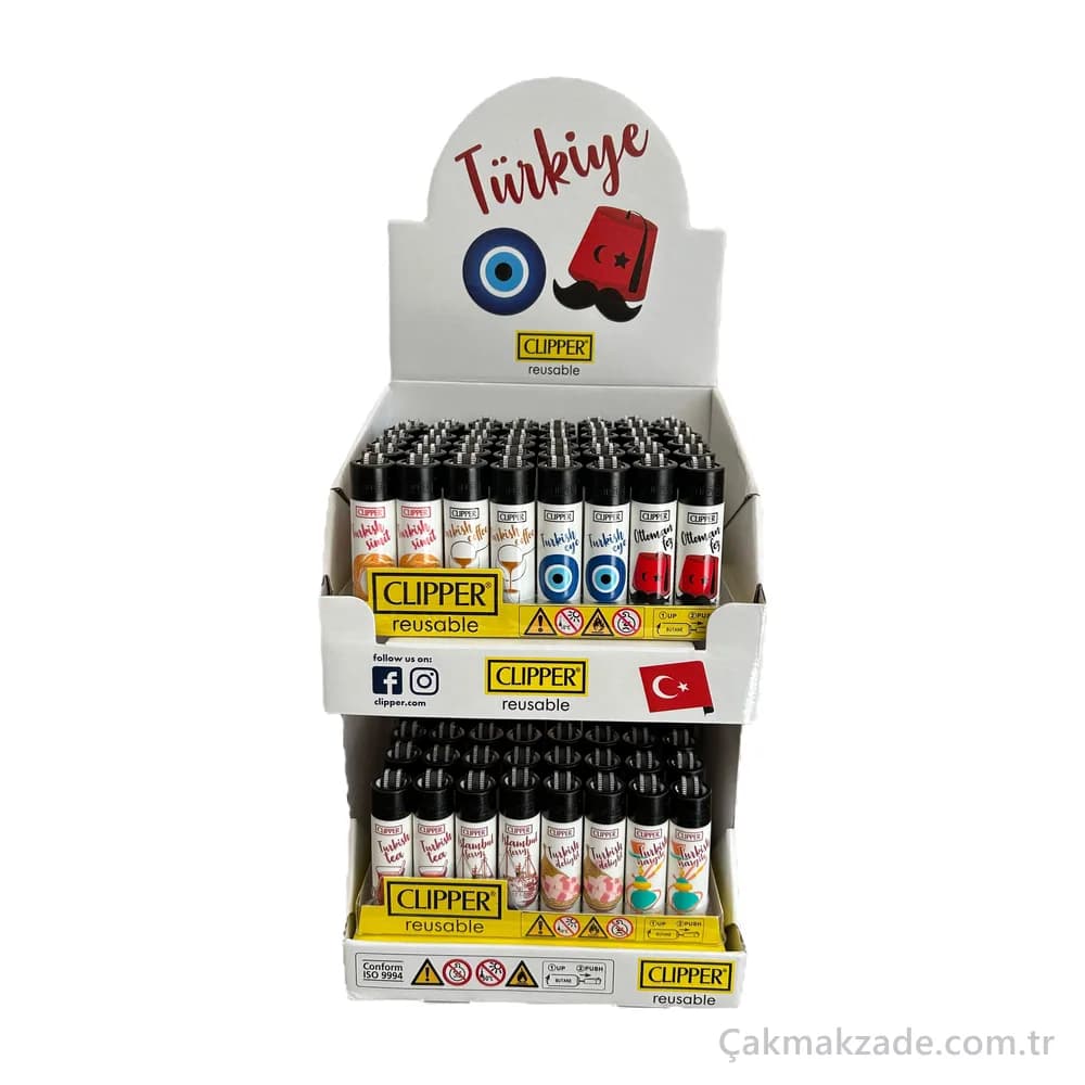 Clipper Türkiye Desenli Standlı Kutu — toptan çakmak